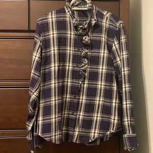 Lauren Ralph Lauren plaid ruffle button down shirt